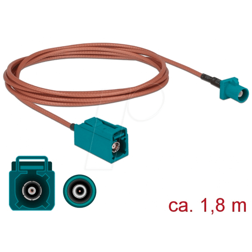 DELOCK 89659 - HF-Kabel, FAKRA Z Stecker > FAKRA Z Buchse, 1,8m