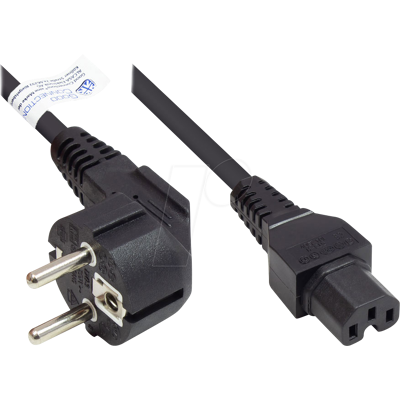 GOOD CONNECTIONS GC P0150-S030 - Netzkabel Typ E+F CEE 7/7 auf C15, schwarz, 1,00 mm², 3 m GOOD CONNECTIONS GC P0150-S030 - Netzkabel Typ E+F CEE 7/7 auf C15, schwarz, 1,00 mm², 3 m