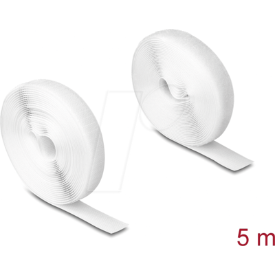 DELOCK 20919 - Strapazierfähiges Klettband Set auf Rolle, L 5 m x B 20 mm weiß DELOCK 20919 - Strapazierfähiges Klettband Set auf Rolle, L 5 m x B 20 mm weiß