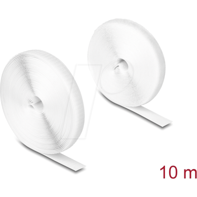 DELOCK 20920 - Strapazierfähiges Klettband Set auf Rolle, L 10 m x B 20 mm weiß DELOCK 20920 - Strapazierfähiges Klettband Set auf Rolle, L 10 m x B 20 mm weiß