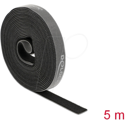 DELOCK 18384 - Klettband auf Rolle, 5 m x 15 mm, schwarz DELOCK 18384 - Klettband auf Rolle, 5 m x 15 mm, schwarz