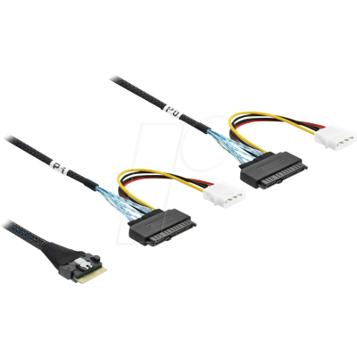 DELOCK 82296 - Slim SAS SFF-8654 8i zu 2 x U.2 SFF-8639 Buchse, PCIe 4.0, 0,5 m DELOCK 82296 - Slim SAS SFF-8654 8i zu 2 x U.2 SFF-8639 Buchse, PCIe 4.0, 0,5 m