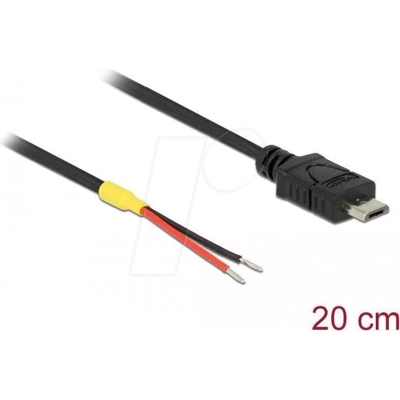 DELOCK 85541 - USB 2.0 Stromkabel Micro-B Stecker > 2x offene Kabelenden, 20 cm DELOCK 85541 - USB 2.0 Stromkabel Micro-B Stecker > 2x offene Kabelenden, 20 cm