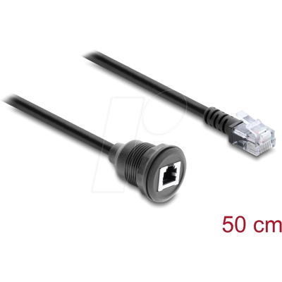 DELOCK 91086 - Kabel RJ12 Stecker zu RJ12 Buchse zum Einbau, 50 cm, schwarz DELOCK 91086 - Kabel RJ12 Stecker zu RJ12 Buchse zum Einbau, 50 cm, schwarz