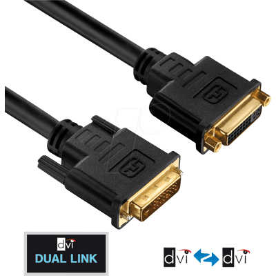 PURELINK PURE PI4300-020 - DVI Verlängerung DVI 24+1 Stecker auf Buchse, Dual Link, 2 m PURELINK PURE PI4300-020 - DVI Verlängerung DVI 24+1 Stecker auf Buchse, Dual Link, 2 m