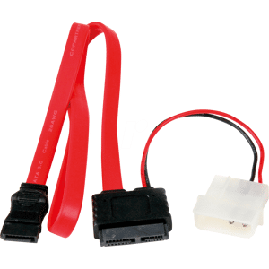 StarTech.com ST SLSATAF20 - Kabel slim SATA Bu. > SATA Bu. / LP4 St., 50 cm, rot