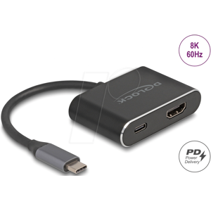 DELOCK 64199 - Adapter USB-C zu HDMI, 8K 60Hz, HDR, PD 100 W