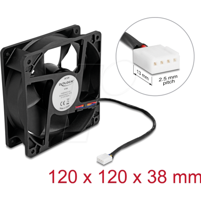 DELOCK 67298 - Axiallüfter 12 V DC, 120 x 120 x 38 mm schwarz DELOCK 67298 - Axiallüfter 12 V DC, 120 x 120 x 38 mm schwarz