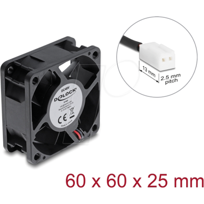 DELOCK 67445 - Axiallüfter 48 V DC, 60 x 60 x 25 mm mit 2 Pin Anschluss DELOCK 67445 - Axiallüfter 48 V DC, 60 x 60 x 25 mm mit 2 Pin Anschluss