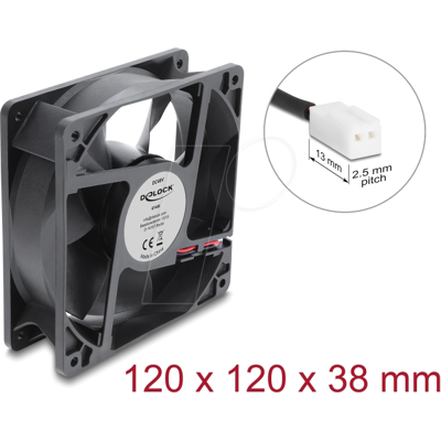 DELOCK 67449 - Axiallüfter 48 V DC, 120 x 120 x 38 mm mit 2 Pin Anschluss DELOCK 67449 - Axiallüfter 48 V DC, 120 x 120 x 38 mm mit 2 Pin Anschluss