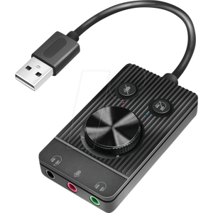 LOGILINK UA0397 - Audio Adapter mit Regler, USB-A - 3x Klinkenbuchse 3,5mm