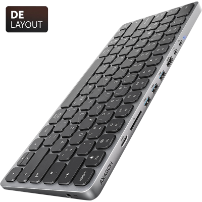 AXAGON AXG HMC-KB-GE - Tastatur mit Dockingstation, USB, DE-Layout AXAGON AXG HMC-KB-GE - Tastatur mit Dockingstation, USB, DE-Layout