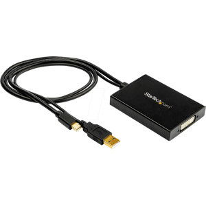 StarTech.com ST MDP2DVID2 - Adapter Monitor, Mini-DP > DVI-I, USB-PD, schwarz