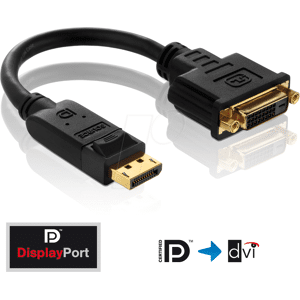 PURELINK PURE PI170 - DisplayPort Adapter, DP Stecker auf DVI-D Buchse