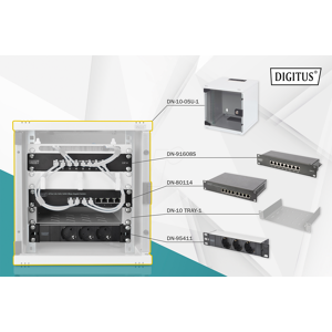 DIGITUS DN10SET1 - 10'' Wandgehäuse, 6HE, 300mm Tiefe, grau, Set