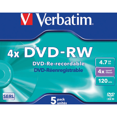 VERBATIM 43285 - DVD-RW 4,7GB, matt, 5er Pack Jewel Case VERBATIM 43285 - DVD-RW 4,7GB, matt, 5er Pack Jewel Case
