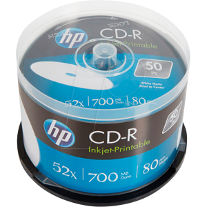 Hewlett Packard HP CRE00017WIP - CD-R 700MB/80min 52x, 50-er Cakebox, bedruckbar