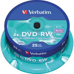 VERBATIM 43639 - DVD-RW 4,7 GB, matt, 25er Pack Spindel