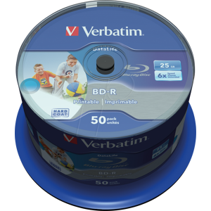 VERBATIM 43812 - BD-R SL Datalife, 25GB, 6x, bedruckbar, 50er Spindel