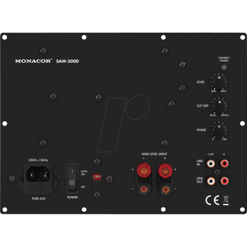 Monacor MON SAM-300D - Class-D-Subwoofer-Aktiv-Modul, 300 W an 4 Ohm