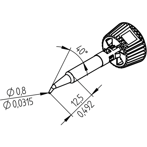 ERSA 0142SDLF08L - Ersadur Lötspitze, 0,8 mm gebogen, extended