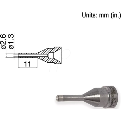 Hakko N61 Entlötdüse - Lange Ausführung - Ø 1,3mm Hakko N61 Entlötdüse - Lange Ausführung - Ø 1,3mm