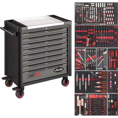 Vigor VI V4481/416 - Werkstattwagen Series XXL, 8 Schubladen, 416-teilig Vigor VI V4481/416 - Werkstattwagen Series XXL, 8 Schubladen, 416-teilig