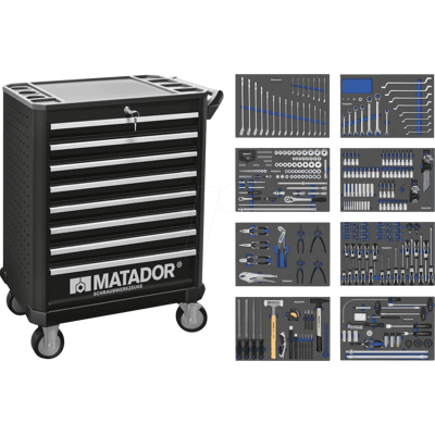 Matador MAT 8163 9350 - Werkstattwagen, Metall, 1030x785x470 mm, bestückt, 350-teilig Matador MAT 8163 9350 - Werkstattwagen, Metall, 1030x785x470 mm, bestückt, 350-teilig