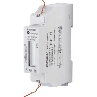 Velleman Energiezähler - 1-Phasen DIN-Schiene Messgerät Velleman Energiezähler - 1-Phasen DIN-Schiene Messgerät