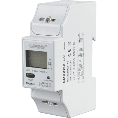 Velleman Energiezähler - 1 Phase DIN-Schiene KWh Stromzähler Velleman Energiezähler - 1 Phase DIN-Schiene KWh Stromzähler