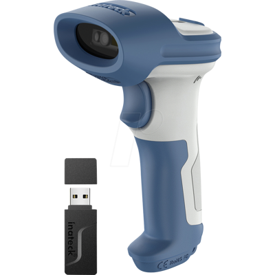 INATECK BCST73WB - Barcodescanner, 2D, Bluetooth/Funk/USB, blau INATECK BCST73WB - Barcodescanner, 2D, Bluetooth/Funk/USB, blau