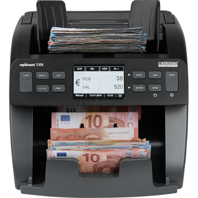 RATIOTEC RAPT575 - Geldzählmaschine, Banknoten, UV-IR-MG-MT-SD-CIS RATIOTEC RAPT575 - Geldzählmaschine, Banknoten, UV-IR-MG-MT-SD-CIS