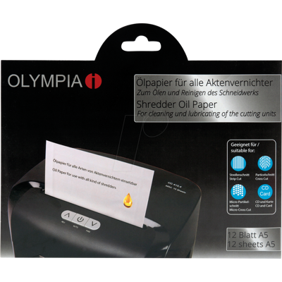OLYMPIA 9130 - Ölpapier für Aktenvernichter, 12 Blatt OLYMPIA 9130 - Ölpapier für Aktenvernichter, 12 Blatt