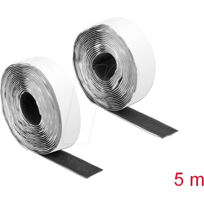 DELOCK 19072 - Klettband, selbstklebend, 5 m x B 25 mm, schwarz DELOCK 19072 - Klettband, selbstklebend, 5 m x B 25 mm, schwarz