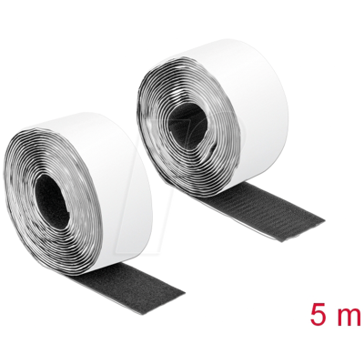 DELOCK 19073 - Klettband, selbstklebend, 5 m x B 50 mm, schwarz DELOCK 19073 - Klettband, selbstklebend, 5 m x B 50 mm, schwarz