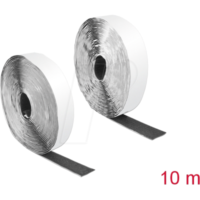 DELOCK 19081 - Klettband, selbstklebend, 10 m x B 25 mm, schwarz DELOCK 19081 - Klettband, selbstklebend, 10 m x B 25 mm, schwarz