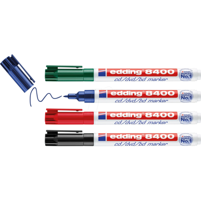 EDDING 8400-4S - CD-Marker, 4-farbig sortiert, 0,5 - 1,0mm EDDING 8400-4S - CD-Marker, 4-farbig sortiert, 0,5 - 1,0mm