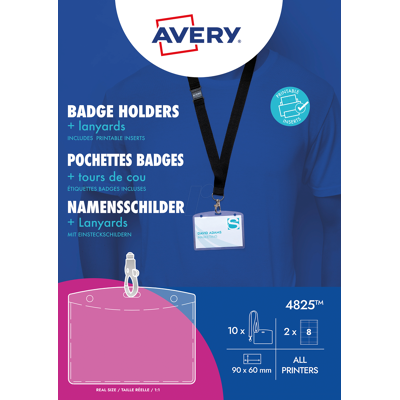 AVERY ZWECKFORM AVZ 4825 - Namensschild, 60x90 mm, Lanyard, mit Einsteckschilder, 10 Stück AVERY ZWECKFORM AVZ 4825 - Namensschild, 60x90 mm, Lanyard, mit Einsteckschilder, 10 Stück