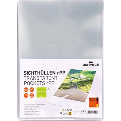 DURABLE 247819 - Sichthüllen, A4, transparent, 100 Stück DURABLE 247819 - Sichthüllen, A4, transparent, 100 Stück
