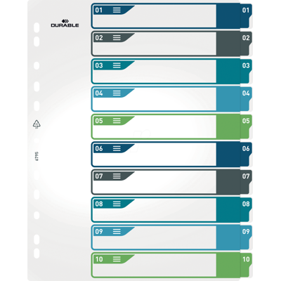DURABLE 679527 - Kunststoffregister, A4 (1-10), mehrfarbig DURABLE 679527 - Kunststoffregister, A4 (1-10), mehrfarbig