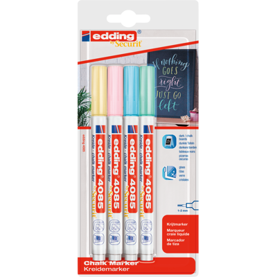 EDDING 4085/4P - Kreidemarker, 1 mm - 2 mm, Pastell, 4er Pack EDDING 4085/4P - Kreidemarker, 1 mm - 2 mm, Pastell, 4er Pack