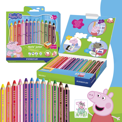 STAEDTLER 140C12 - Buntstift, Peppa Wutz, 12 Farben mit Spitzer STAEDTLER 140C12 - Buntstift, Peppa Wutz, 12 Farben mit Spitzer