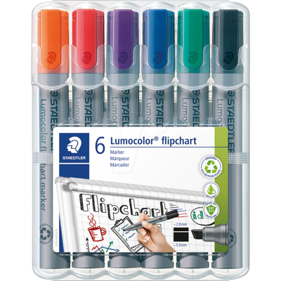 STAEDTLER 356BW6 - Flipchart Marker, Keilspitze, 6 Farben STAEDTLER 356BW6 - Flipchart Marker, Keilspitze, 6 Farben