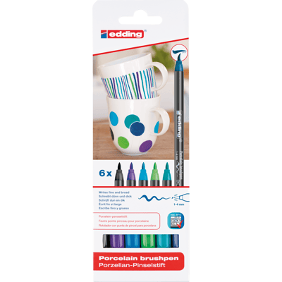EDDING 4200/6099 - Porzellanpinselstift, Farbkombination "cool", 6er Pack EDDING 4200/6099 - Porzellanpinselstift, Farbkombination "cool", 6er Pack