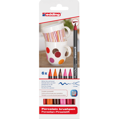 EDDING 4200/6999 - Porzellanpinselstift, Farbkombination "warm", 6er Pack EDDING 4200/6999 - Porzellanpinselstift, Farbkombination "warm", 6er Pack