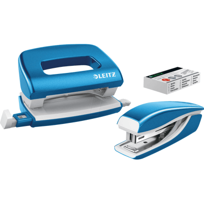 LEITZ 55612036 - Set Mini-Heftgerät und -Locher, NeXXt WOW, blau LEITZ 55612036 - Set Mini-Heftgerät und -Locher, NeXXt WOW, blau