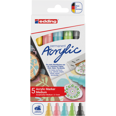EDDING 5100/5P - Acrylmarker, 2 mm - 3 mm, pastell, 5er Pack EDDING 5100/5P - Acrylmarker, 2 mm - 3 mm, pastell, 5er Pack