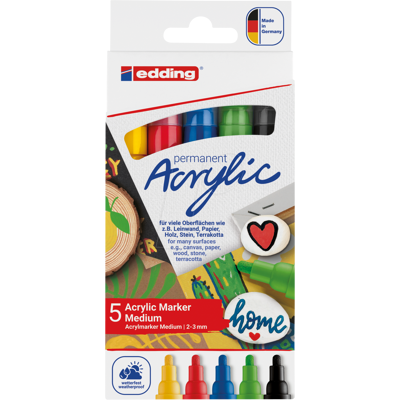 EDDING 5100/5V - Acrylmarker, 2 mm - 3 mm, sortiert, 5er Pack EDDING 5100/5V - Acrylmarker, 2 mm - 3 mm, sortiert, 5er Pack