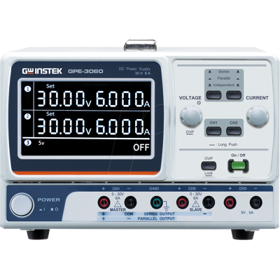 GW-INSTEK GPE-3060 - Labornetzgerät, 0 - 30 V, 0 - 6 A, 385 W, 3 Kanäle, linear GW-INSTEK GPE-3060 - Labornetzgerät, 0 - 30 V, 0 - 6 A, 385 W, 3 Kanäle, linear