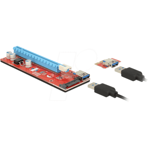 DELOCK 41423 - Delock Riser Karte PCIe x1 > PCIe x16 mit 60 cm USB Kabel